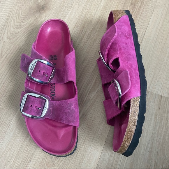 Birkenstock Shoes - Birkenstock Arizona Big Buckle Festival Pink Fuchsia Oiled Leather Sz 40 Narrow